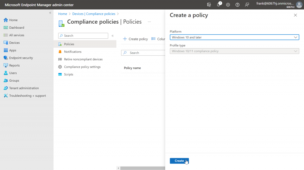 own compliance policies for intune